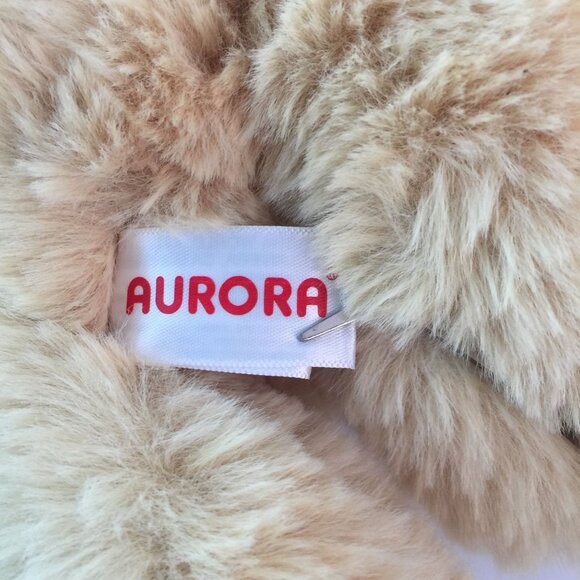Aurora Hugga Wug Bear Plush 11" Tan Stuffed Animal Toy Red Bow Super Soft RARE - Picture 7 of 9